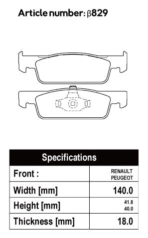 ACRE EUROSTREEET BRAKE PAD FRONT FOR ALPINE LUTECIA CLIO RLUTECIA IV 0.9 ZEN RH4B 2.0 RS RF4C β829-EUROSTREEET