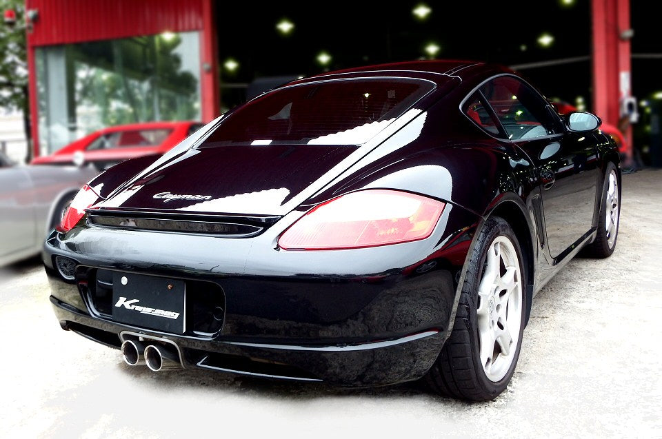 KREISSIEG FIRST CAT-BACK F1 SOUND VALVETRONIC EXHAUST SYSTEM STAINLESS STEEL BILLET FLOATING CURL TAIL SANDBLASTED KSG LOGO MARK TIP EARLY MODEL FOR PORSCHE 987 CAYMAN ZENKI  P987C-08-STAINLESSBILLET-TIP
