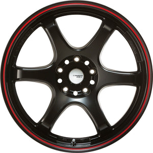 5ZIGEN CANNON BALL 16X6.0 +45 4-100 MAT BLACK+RED LINE CAB6604540BD