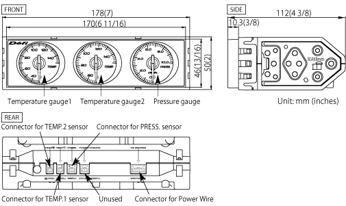 DEFI DIN-GAUGE COMBINATION METER (WHITE CHARACTERS/WHITE ILLUMINATION/RED POINTER) DF14403