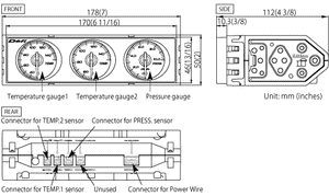 DEFI DIN-GAUGE COMBINATION METER (RED CHARACTERS/RED ILLUMINATION/RED POINTER) DF14404