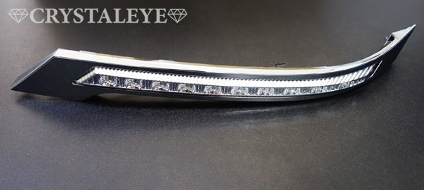 CRYSTAL EYE HEADLIGHT GARNISH WITH BUILT-IN LED DAYTIME RUNNING LIGHTS LED EYE (CHROME GARNISH) ORANGE FOR TOYOTA VELLFIRE KOUKI E004OR