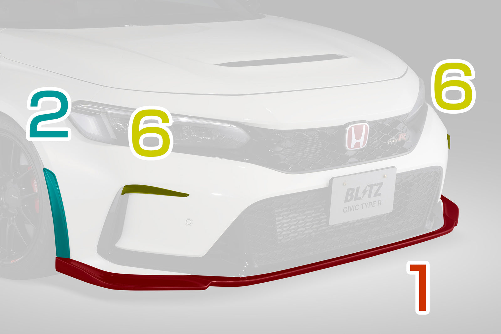BLITZ FRONT ARCH DIFFUSER CFRP UNPAINTED FOR HONDA CIVIC TYPE R FL5 K20C 60463