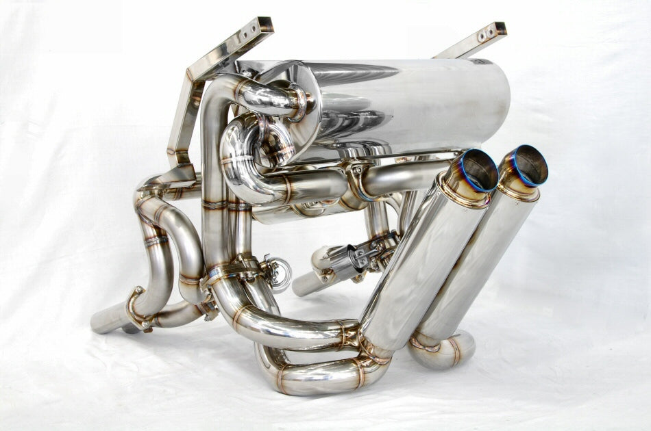 KREISSIEG F1 SOUND VALVETRONIC EXHAUST SYSTEM TITANIUM TAIL SANDBLASTED KSG LOGO MARK WITH BUMPER 4 CATALYZER FOR LAMBORGHINI DIABLO 6.0 VT ROADSTER 6.0L V12 LAD-01-TITANIUM-WITHBUMPER-4C