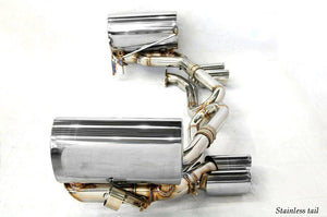 KREISSIEG CAT-BACK F1 SOUND VALVETRONIC EXHAUST SYSTEM STAINLESS STEEL FLOATING CURL TAIL SANDBLASTED KSG LOGO MARK DFI 7SP PDK FOR PORSCHE 997 CARRERA DFI 7SPEED PDK TRANSMISSION P997C-07-STAINLESS