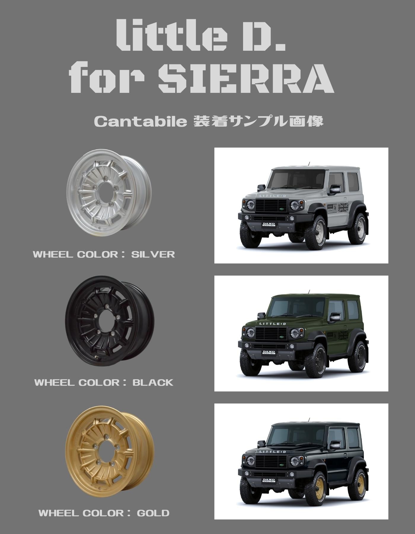 DAMD LITTLE D EXTERIOR COMPLETE KIT AND DAMD CANTABILE SET OF 5 UNPAINTED FOR SUZUKI JIMNY SIERRA JB74 DAMD-00125