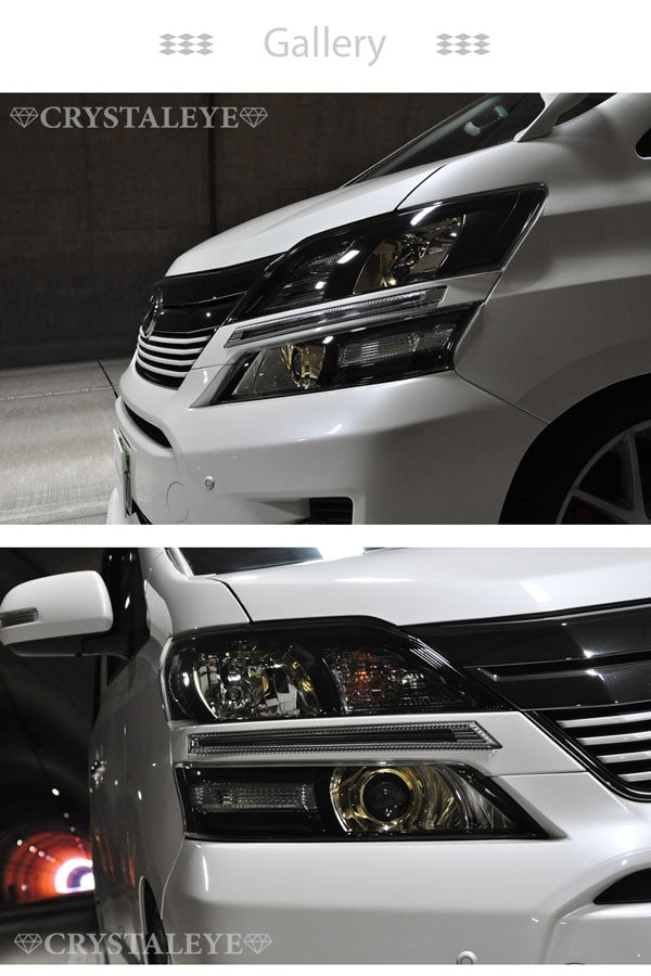 CRYSTAL EYE LED EYE DAYTIME RUNNING LIGHT GARNISH V2 (CHROME TYPE) FOR TOYOTA VELLFIRE 20 ZENKI  E021CW