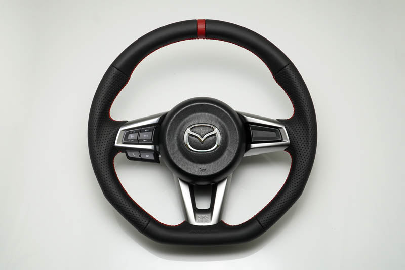 AUTOEXE SPORTS STEERING WHEEL NAPPA LEATHER RED STITCH FOR MAZDA ROADSTER ND5RC ND5RE ROADSTER RF NDERC NDERE SKYACTIV-G 1.5 / SKYACTIV-G 2.0 MNZ1370-03