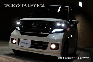 CRYSTAL EYE 3-EYE FULL LED HEADLIGHT WITH SEQUENTIAL TURN SIGNALS, BLACK FOR HONDA N-BOX CUSTOM JF1 JF2 U017-BK