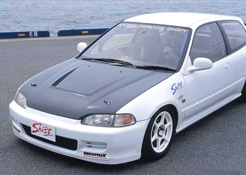 SHIFT SPORTS AERO BONNET CARBON WITH CLEAR COATED FOR HONDA CIVIC EG3 4 5 6  SHIFT-SPORTS-00002