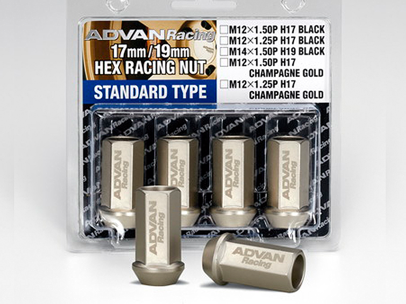 YOKOHAMA ADVAN RACING NUT M12X1.25P H17 CG + LASER LETTERING CHAMPAGNE GOLD	 FOR  V6177