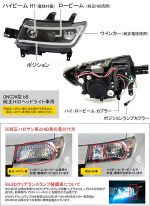 CRYSTAL EYE LED LIGHT BAR PROJECTOR HEADLIGHT (BLACK TYPE) & FIBER LED TAIL V2 RED CLEAR FOR TOYOTA BB QNC20  S149BKVC-RC