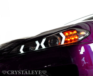 CRYSTAL EYE LED LIGHT BAR HEADLIGHT V4 SEQUENTIAL TURN SIGNAL TYPE BLACK FOR NISSAN SILVIA S15 S289BK