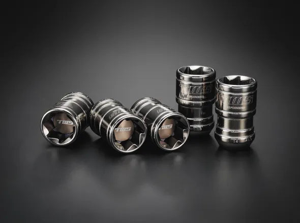 TWS SECURITY LOCK NUTS - [4P] 4 NUTS (WITH TWS LOGO ALUMINUM INNER CAPS) FOR  TWS1404K