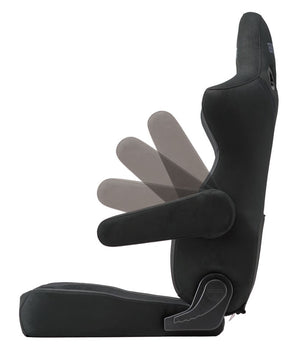 BRIDE LEFT-HANDED STEPPED ARMREST, LUXURY SUEDE-LIKE CHARCOAL GRAY P64KKN