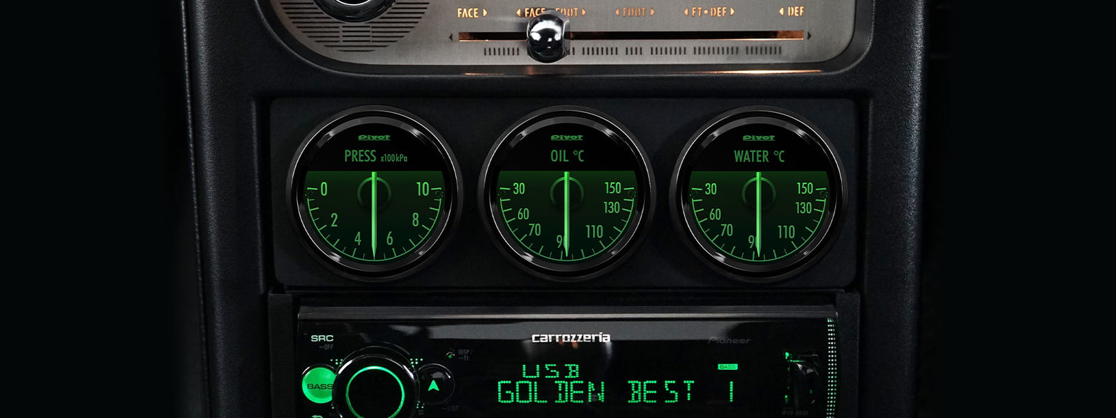 PIVOT STING 52 FUEL PRESSURE GAUGE GREEN LIGHT STFP-5
