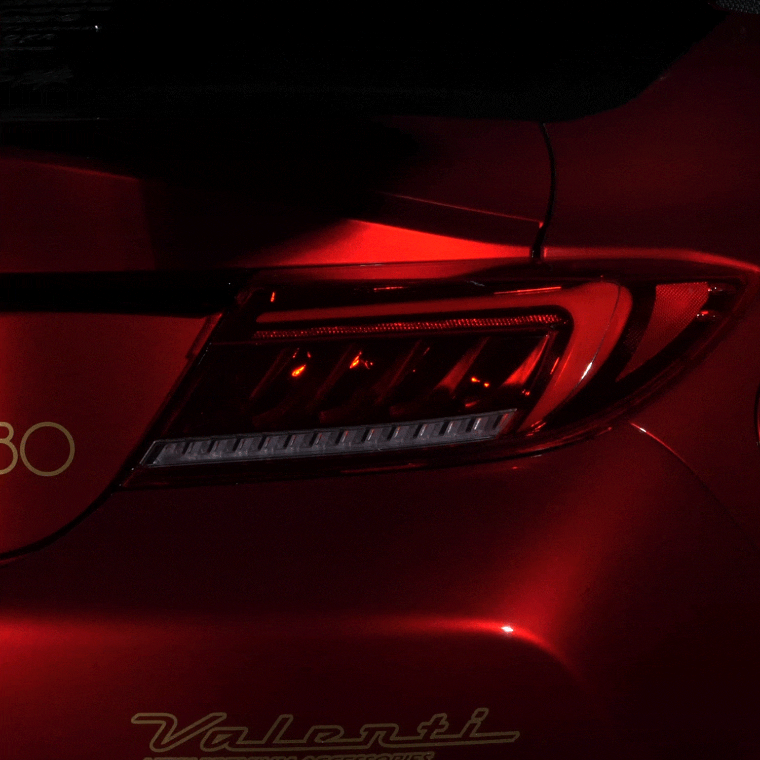 VALENTI JEWEL LED TAIL LAMP ULTRA RED LENS GLOSS BLACK RIGHT SIDE FOR TOYOTA GR8 ZN8 SUBARU BRZ ZD8  TT86GRZU-RG-1-RH