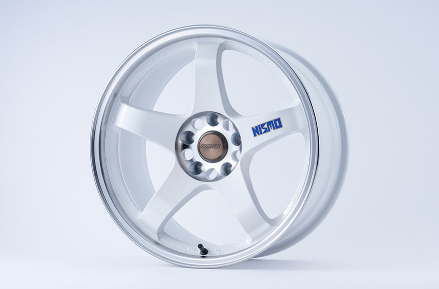 NISMO ALUMINUM ROAD WHEEL LM GT4 NISMO 40TH ANNIVERSARY WHITE + CUTTING SILVER MODEL 18X9.0 22 5X114.3 FOR NISSAN SKYLINE GT-R BNR32 4030S-RS585-WM