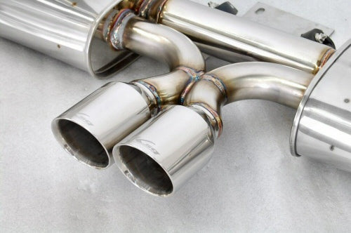 KREISSIEG FIRST CAT-BACK F1 SOUND EXHAUST SYSTEM WONDERWOLF VER. STAINLESS STEEL FLOATING CURL TAIL SANDBLASTED KSG LOGO MARK TIPTRO LATE MODEL FOR PORSCHE 987 CAYMAN KOUKI  P987CL-05-STAINLESS-TIPTRO