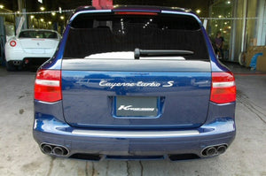 KREISSIEG CAT-BACK F1 SOUND EXHAUST SYSTEM WONDERWOLF VER. STAINLESS STEEL FLOATING CURL TAIL SANDBLASTED KSG LOGO MARK TURBO MODEL FOR PORSCHE 957 CAYENNE TURBO  PCAYT-06-STAINLESS-TURBO
