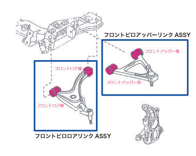 REVOLUTION FRONT PILLOW LOWER LINK ASSEMBLY FOR MAZDA RX-8 SE3P RSE3-PFLA