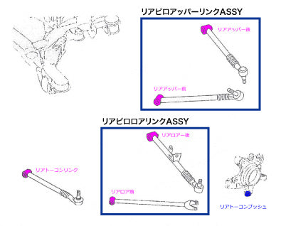 REVOLUTION REAR PILLOW LOWER LINK ASSY FOR MAZDA RX-8 SE3P RSE3-PRLA