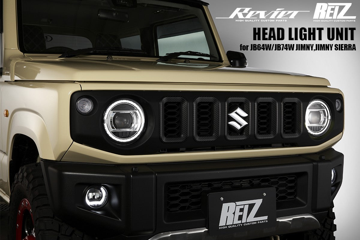 REVIER HEADLIGHT UNIT WITH BUILT-IN LED RING TYPE POSITION LED FOR SUZUKI JIMNY JB64W JB74W HL-SZ18-C-LED--Harness