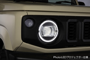 REVIER HEADLIGHT UNIT WITH BUILT-IN LED RING TYPE POSITION LED FOR SUZUKI JIMNY JB64W JB74W HL-SZ18-C-LED--Harness-Converter