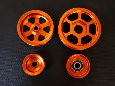 SEEKER LIGHTWEIGHT PULLEY 4-POINT SET RED ALUMITE FOR HONDA CIVIC FD2  11500-FD2-401