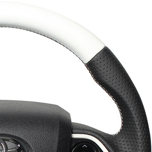 REAL PREMIUM SERIES D SHAPE WHITE & BLACK NAPPA ALL LEATHER WHITE X BLACK EURO STITCH STEERING WHEEL FOR TOYOTA PRIUS PHV 50  50P-LPB-WH