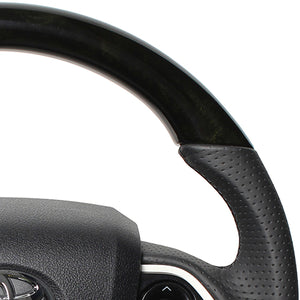 REAL PREMIUM SERIES D SHAPE BLACK WOOD BLACK EURO STITCH STEERING WHEEL FOR TOYOTA MIRAI 10  50P-BKW-BK