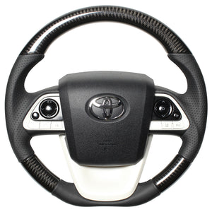 REAL PREMIUM SERIES D SHAPE BLACK CARBON BLACK EURO STITCH STEERING WHEEL FOR TOYOTA PRIUS 50  50P-BKC-BK
