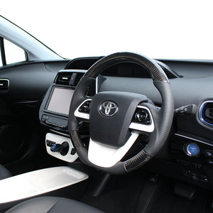 REAL PREMIUM SERIES D SHAPE BLACK CARBON BLACK EURO STITCH STEERING WHEEL FOR TOYOTA MIRAI 10  50P-BKC-BK