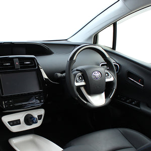 REAL PREMIUM SERIES D SHAPE BLACK CARBON BLACK EURO STITCH STEERING WHEEL FOR TOYOTA MIRAI 10  50P-BKC-BK