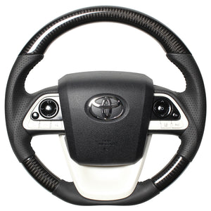 REAL ORIGINAL SERIES D SHAPE BLACK CARBON BLACK STITCH STEERING WHEEL FOR TOYOTA PRIUS 50  50-BKC-BK