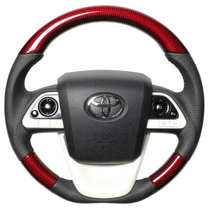 REAL ORIGINAL SERIES D SHAPE RED CARBON BLACK STITCH STEERING WHEEL FOR TOYOTA PRIUS PHV 50  50-RDC-BK