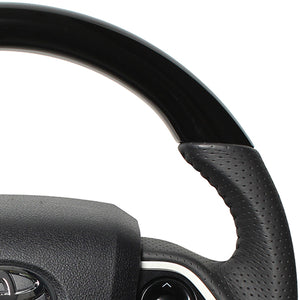 REAL ORIGINAL SERIES D SHAPE PIANO BLACK BLACK STITCH STEERING WHEEL FOR TOYOTA PRIUS PHV 50  50-PBW-BK