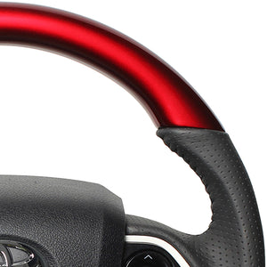 REAL ORIGINAL SERIES D SHAPE PEARL RED BLACK STITCH STEERING WHEEL FOR TOYOTA PRIUS 50  50-RDW-BK