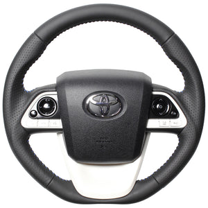 REAL ORIGINAL SERIES D SHAPE ALL LEATHER BLUE STITCH STEERING WHEEL FOR TOYOTA PRIUS PHV 50  50-LPB-BL