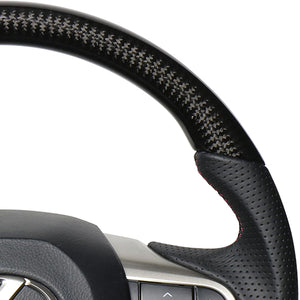 REAL LEXUS SERIES D SHAPE BLACK CARBON & DARK WINE LEATHER DARK WINE X BLACK EURO STITCH STEERING WHEEL FOR LEXUS GS 10 : KOUKI  LXA-BKC-DW