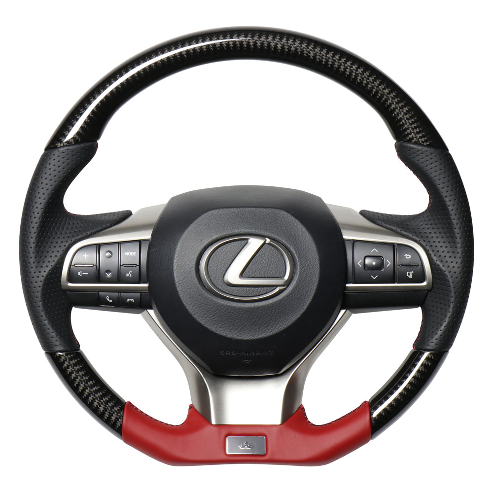 REAL LEXUS SERIES D SHAPE BLACK CARBON & DARK WINE LEATHER DARK WINE X BLACK EURO STITCH STEERING WHEEL FOR LEXUS GS 10 : KOUKI  LXA-BKC-DW