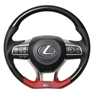 REAL LEXUS SERIES D SHAPE BLACK CARBON & DARK WINE LEATHER DARK WINE X BLACK EURO STITCH STEERING WHEEL FOR LEXUS GS 10 : KOUKI  LXA-BKC-DW