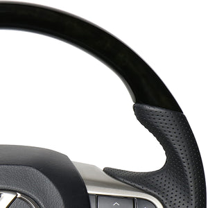 REAL LEXUS SERIES D SHAPE BLACK WOOD BLACK EURO STITCH STEERING WHEEL FOR LEXUS RX 20  LXA-BKW-BK