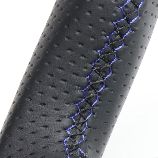 REAL LEXUS SERIES D SHAPE NAPPA ALL LEATHER NAVY X BLACK EURO STITCH STEERING WHEEL FOR LEXUS LX URJ201W  LXA-LPB-BL