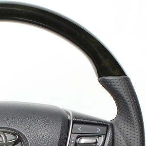 REAL PREMIUM SERIES ROUND SHAPE BLACK WOOD BLACK EURO STITCH STEERING WHEEL FOR TOYOTA CROWN MAJESTA 210  H30P-BKW-BK
