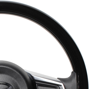 REAL ORIGINAL SERIES ALL WOOD ROUND SHAPE PIANO BLACK BLACK EURO STITCH STEERING WHEEL FOR MAZDA ROADSTER ND5RC  MZCW-PBW-BK