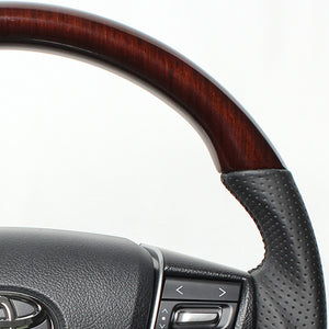 REAL PREMIUM SERIES ROUND SHAPE 56 BROWN WOOD BLACK EURO STITCH STEERING WHEEL FOR TOYOTA VELLFIRE 30  H30P-BRW-BK