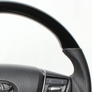 REAL PREMIUM SERIES ROUND SHAPE PIANO BLACK BLACK EURO STITCH STEERING WHEEL FOR TOYOTA VELLFIRE 30  H30P-PBW-BK