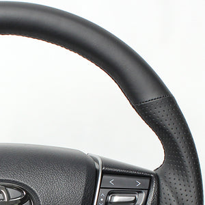 REAL PREMIUM SERIES ROUND SHAPE NAPPA ALL LEATHER BLACK EURO STITCH STEERING WHEEL FOR TOYOTA VELLFIRE 30  H30P-LPB-BK