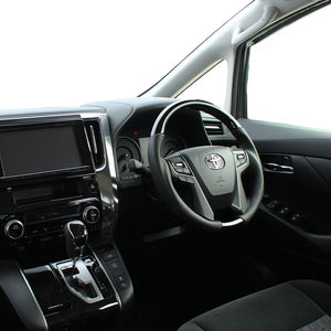 REAL ORIGINAL SERIES ROUND SHAPE BLACK WOOD BLACK STITCH STEERING WHEEL FOR TOYOTA ALPHARD 30  H30-BKW-BK